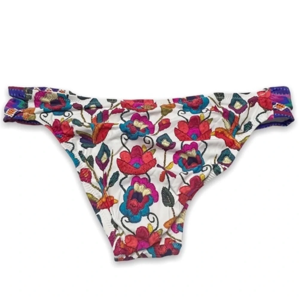 Nanette Lepore Swim Floral Bikini Bottom Antigua Siren Hipster Side Tabs Size S